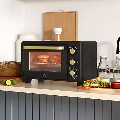 Mini Oven 16L Countertop Electric Grill W/ Adjustable Temp Timer 1400W Black • £45.99