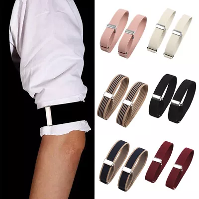 Women Men Armband Adjustable Elastic Shirt Sleeve Hold Up Holder Cuff Decoration • £3.47