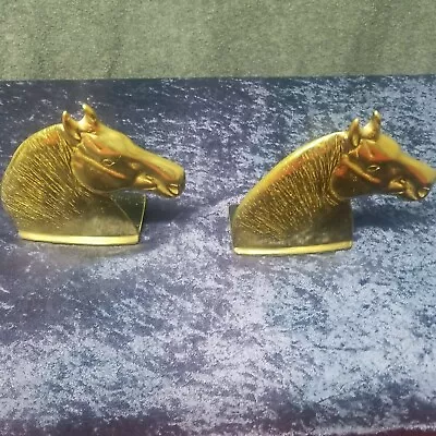 Horse Equine Head Book Ends Virginia Metalcrafters Percheron Brass Set Of 2  • £27