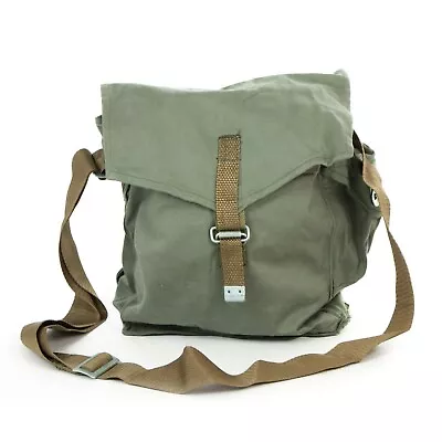 Military Army Vintage Shoulder Bag Satchel Green Olive Drab Cotton Linen Canvas • £15.95