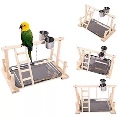 1Set Parrot Play Stand Bird Playground Wood Perch Gym Playpen Ladder With Feeder • $42.90