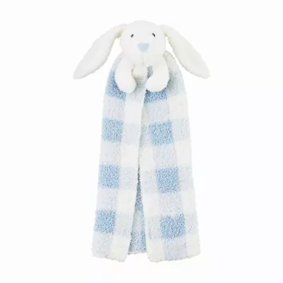 Mud Pie MUDPIE Chenille BLUE GINGHAM BUNNY Lovey Security Blanket Baby Toy NEW • $29.92