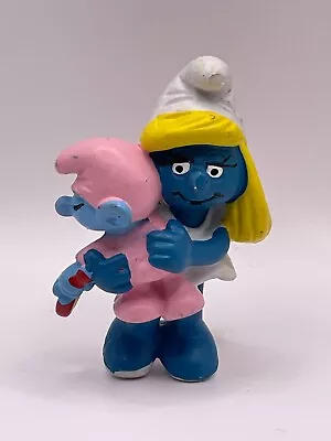 Smurfs Smurfette With Baby Vintage PVC Figure Peyo Schleich 1983 • $9.99