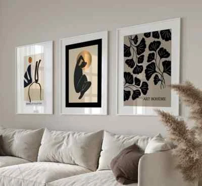 £7.99 • Buy Boho Modern Gallery Classic Wall Art Retro Home Print Picture 3 Set A4 A3