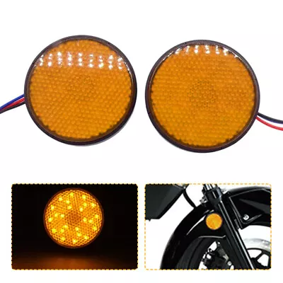 2x Amber Car Motorcycle Round 24 LED Reflector Turn Signal Brake Stop Tail Light • $8.98