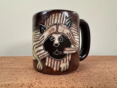 Mara Pottery Sfrigatto Etched Lion Handcrafted Large Mug - Mexico • $19.95