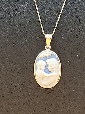 10k GTR Mother & Child Jasper Pendant Necklace 24  Yellow Gold Chain • $215