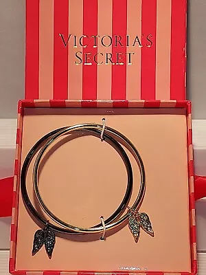 Victoria Secret~**2 ANGEL WINGS BANGLE BRACELETS**~Crystal Rhinestone~MSRP $75 • $19.99