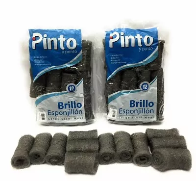 2Pk = 24 Pcs Pinto X Large Super Fine Heavy Duty Steel Wool Pads Lana De Acero • $10.95