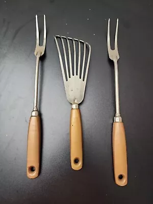 Vintage Echo USA Batter Beater Curved To Fit The Bowl & 2 Carving Forks GOLD • $25