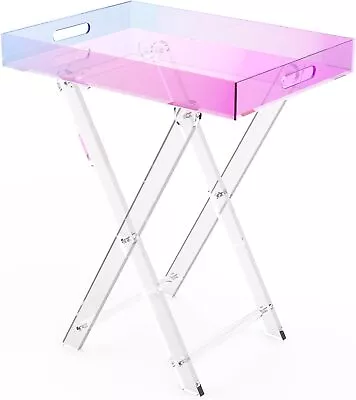 Acrylic Iridescent Coffee Table Folding Tray End Table Modern Chic Accent Desk • $95