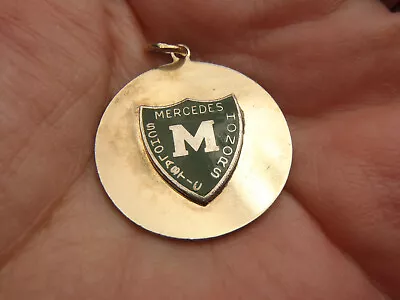 1/20th 12K GF MERCEDES SCHOLASTIC HONORS Enamel Round Disk Charm Pendant • $39