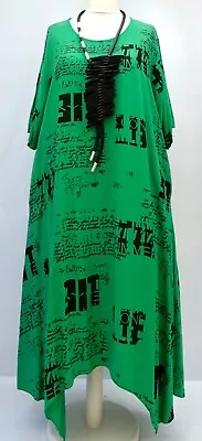 PLUS SIZE LA BASS GREEN/BLACK 2 POCKETS A-LINE MIDAXI DRESS UK Size 24-28 • $73.36