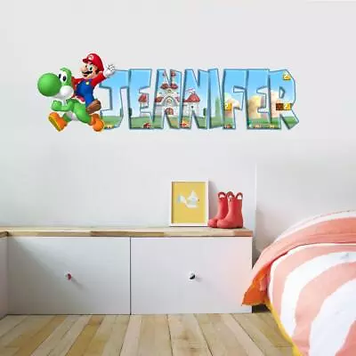 Super Mario Bros Yoshi PERSONALIZED NAME WALL STICKER Decor Art Mural Kids WP37 • $22.31