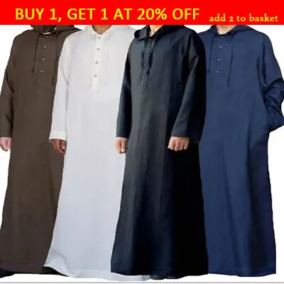 Muslim Men Thobe Robe Thoub Jubba Dishdasha Islam Arab Abaya Kaftan Dress UK • £13.66