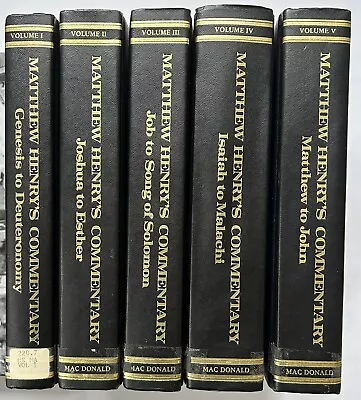 Matthew Henry’s Commentary On The Whole Bible Volumes 1-5 Hardcover Set Ex Lib • $43.99