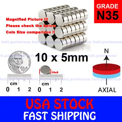 N35 Powerful 10x5mm Neodymium Magnets Imanes Neodimio Disc Multi-Use • $8.99