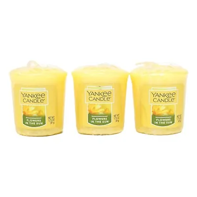 Yankee Candle Set Of 3 Samplers Votive Candles - Flowers In The Sun • £9.23