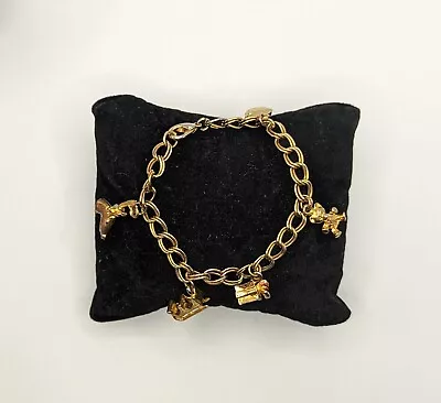 Vintage Small/Child's Gold Tone Christmas Charm Bracelet  • $5.95