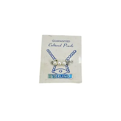 Petite Vtg Japanese Saltwater Akoya Cultured Pearl Necklace Shorter Bar Pin 925 • $55
