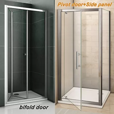 Aica Bi Fold Pivot Shower Door Enclosure And Tray Walk In Glass Screen Cubicle • £110