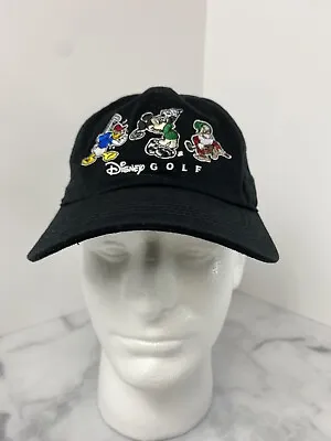 Disney Golf Baseball Cap Ahead Vintage Embroidered Mickey Donald Grumpy Black • $14.99