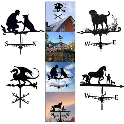 Metal Farmhouse Weather Vane Roof Mount Wind Direction Indicator Outdoor Decor • £12.99