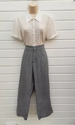 £6.99 • Buy Cropped Trousers,blue Gingham,rockabilly,50s,60s,80s,vintage Style,m&s,size 12 L