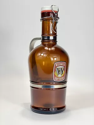 EXC+ MUSTER GESCHUTZT 2 LITER Brown Glass Aluminum Handled Beer Growler Bottle • $19.99