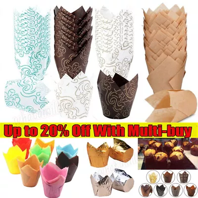 50/100PCS Tulip Muffin Wrappers Large Cupcake Paper Liners.DIY Baking Cups Wraps • $8.21