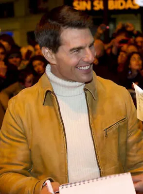 Tom Cruise Mission Impossible 4 Premiere Yellow Pure Lambskin Leather Jacket • $122.32