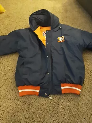 Vintage Chicago Bears Winter Coat Men's Xl Starter Blue Hooded  Nfl Logo  • $75.95