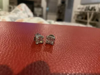 Brand New Judith Ripka Square Stud Sterling Silver Earrings With Hearts. • $114