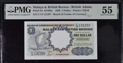 1959 Malaya And British Borneo $1 Banknote PMG 55 Pick# 8a KNB8a S/N C/14 131297 • $160