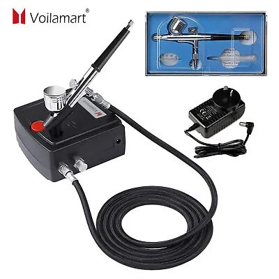 Voilamart Mini Airbrush Compressor Kit 0.3mm Air Brush Spray Gun Art Paint Set • $59.39