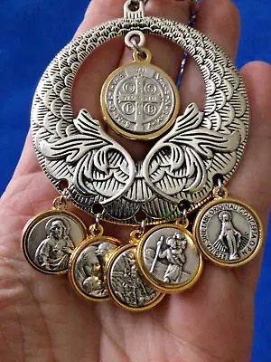 Custom Religious Catholic Saint Medal NECKLACE 2 Tone Benedict Michael Scapular • $32.98