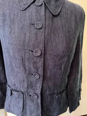 Hobbs Blue 100% Linen Trouser Suit UK 10/8 • £45