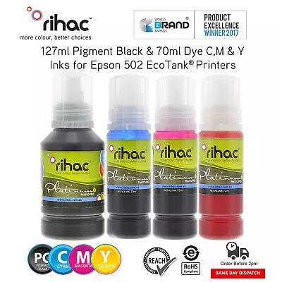 $17.69 • Buy Rihac Refill Ink Alternative For Epson 502 T502 EcoTank ET-2700 2750 3700 4750