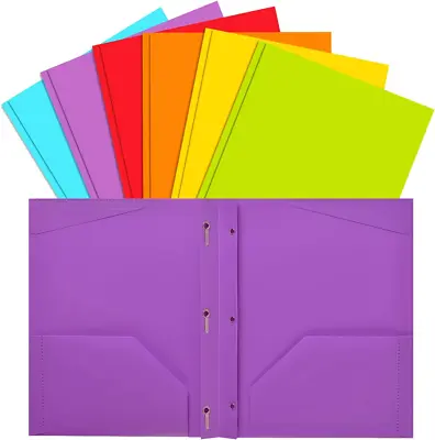 Plastic Pockets Folders With Brads Heavy Duty School Folders With Prongs And Po • $22.49