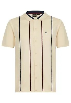 Mens Merc London Button Up Knitted Cardigan / Polo Shirt Eden - Ivory  • £57.99