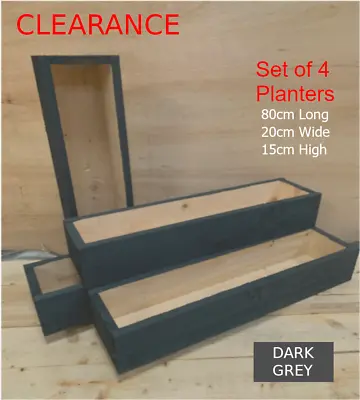 CLEARANCE SALE - 4 X LARGE GARDEN/HERB PLANTERS-PAINTED DARK GREY- FREE DELIVERY • £65