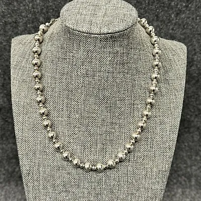 Sterling Silver 925 Bead Ball Necklace Milor Italy 8mm Beads 16 Inches Choker • £67.45