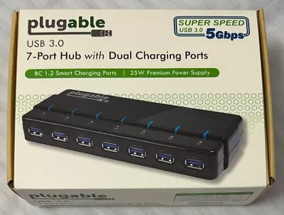 Plugable 7 Port USB 3.0 Hub With Dual Charging Ports SUPER SPEED 5 Gbps • $13.75