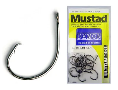 $6.99 • Buy 1 Packet Of Mustad 39951NPBLN Demon Circle Light Chemically Sharp Fishing Hooks