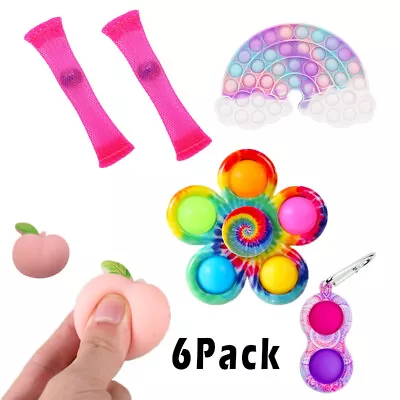 6pc Fidget Toy Set Bouncy Squeeze Honey Peach Stress Relief Squishy Stretchy Toy • $10.90