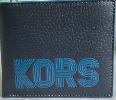 Michael Kors Cooper Bifold Leather Men's Blue Wallet Pebble Leather • $31.60
