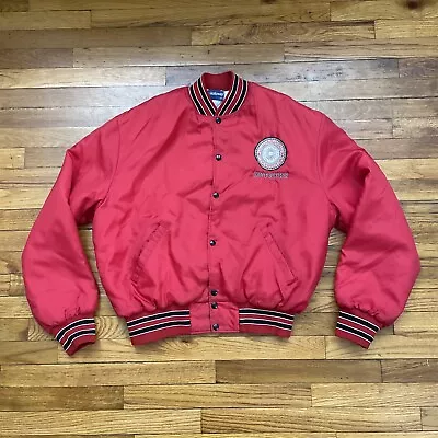 90s Vintage Rutgers University Scarlet Knights Satin Bomber Jacket Size 2XL Used • $80