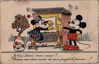 Antique 1930s Mickey & Minnie Mouse French Postcard Disney SCARCE • $98.95