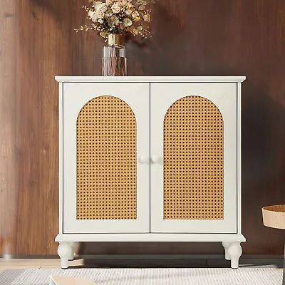 Sideboard Buffet Kitchen Storage Cabinet Rattan Cabinet With Adjustable Shelves • $97.59