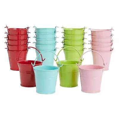 24 Pack Mini Metal Buckets For Crafts 2  Tin Pails For Party Favors 4 Colors • $19.99